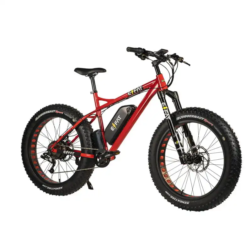 E/FAT 1000W sähköfatbike punaisella rungolla ja kaasukahvalla